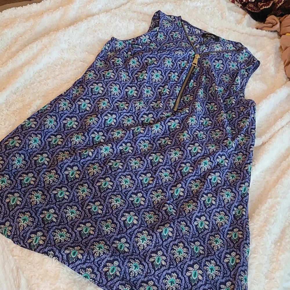 Papillion Zipper Front Shift Dress